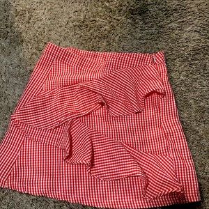 Checkered Red Ruffle Skirt